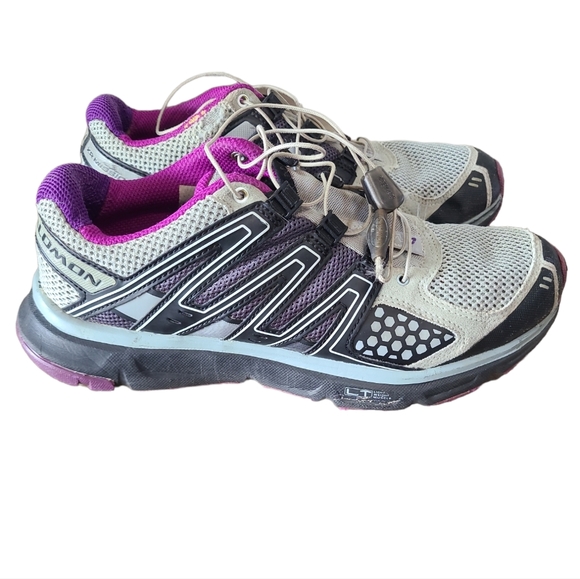 Salomon XR Mission 1 Women’s Trail Running Shoes Quicklace Gray Purple Size 7 - Picture 2 of 8